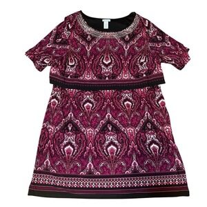 Catherine's Pink Floral With Silver Details Lightweight Long Top 3X